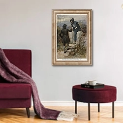 «Illustration for Adam Bede 7» в интерьере гостиной в бордовых тонах