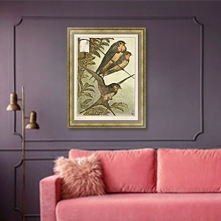 «Три глотка» в интерьере гостиной с розовым диваном