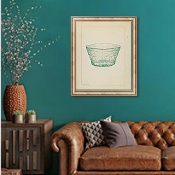 «Bowl» в интерьере гостиной с зеленой стеной над диваном