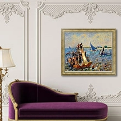 «Плот» в интерьере в классическом стиле над банкеткой