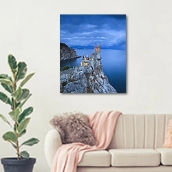 «Крым, замок Ласточкино гнездо  1» в интерьере современной светлой гостиной над диваном