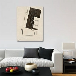 «Black and White Collage» в интерьере гостиной в стиле минимализм в светлых тонах