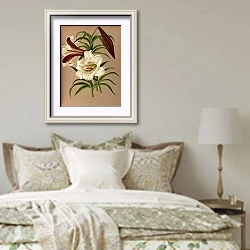 «Лилия коричневая» в интерьере спальни в стиле прованс над кроватью