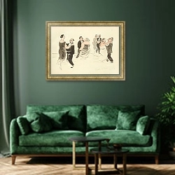 «Bride-les-bains, 1923, Savoie» в интерьере зеленой гостиной над диваном