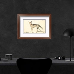 «Senegalese Wolf or Grey Jackal» в интерьере кабинета в черных цветах над столом