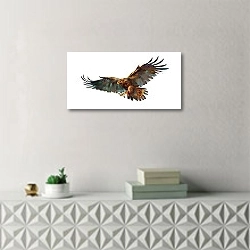 «Иллюстрация летящего орла» в интерьере в стиле минимализм над тумбой