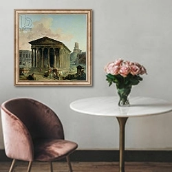 «The Maison Carree with the Amphitheatre and the Tour Magne at Nimes, 1786-87» в интерьере в классическом стиле над креслом