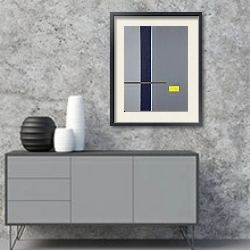 «Birds eye view. Abstract squares 2» в интерьере в стиле минимализм над тумбой