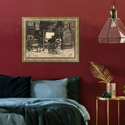 «The Etcher» в интерьере спальни с акцентной стеной