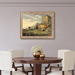 «Landscape with Maid Milking a Cow» в интерьере столовой в классическом стиле