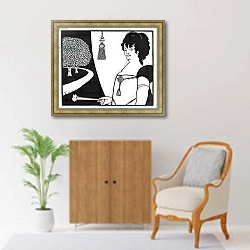 «Madame Rejane, illustration from 'The Yellow Book', 1893-94» в интерьере в классическом стиле над комодом