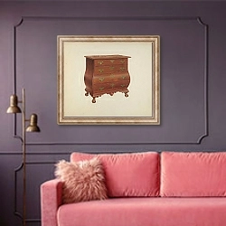 «Bombe Front Chest of Drawers» в интерьере гостиной с розовым диваном