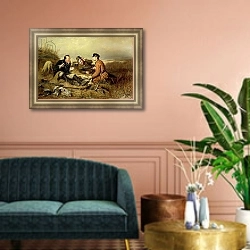 «Hunters, 1816» в интерьере классической гостиной над диваном