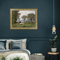 «Landscape» в интерьере классической спальни с темными стенами