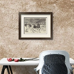 «Courses de traineaux sur la Neva» в интерьере кабинета с песочной стеной над столом