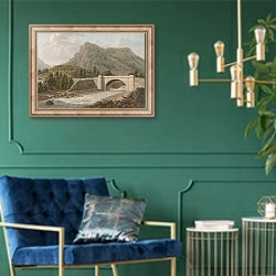 «Pont sur la Cherasca» в интерьере в классическом стиле с зеленой стеной