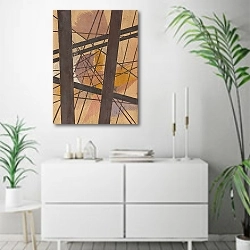 «Raum-Kraft Komposition» в интерьере светлой минималистичной гостиной над комодом