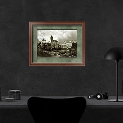 «Lyons» в интерьере кабинета в черных цветах над столом