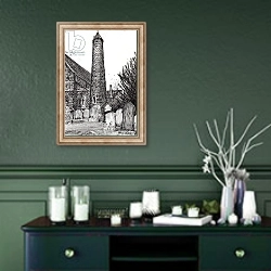 «Brechin Round Tower Scotland, 2007,» в интерьере прихожей в зеленых тонах над комодом