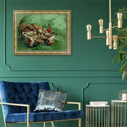 «A crab on its back» в интерьере в классическом стиле с зеленой стеной