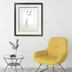 «Edges. Mosaic vase» в интерьере комнаты в скандинавском стиле с желтым креслом
