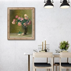 «Pink Roses On A Table» в интерьере современной столовой над обеденным столом