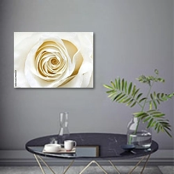 «Белая роза макро» в интерьере современной гостиной в серых тонах