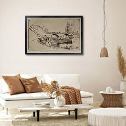 «St Michel bridge in Paris» в интерьере светлой гостиной в стиле ретро