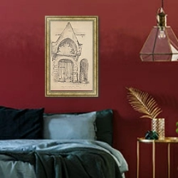 «Ingangspoort van het Sint-Julianusgodshuis» в интерьере спальни с акцентной стеной