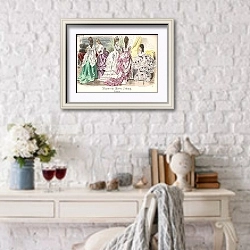 «Ballgowns, fashion plate from the 'Allgemeine Moden-Zeitung', Leipzig, 1872» в интерьере в стиле прованс над столиком