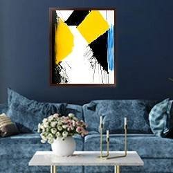 «Геометрия 05» в интерьере современной гостиной в синем цвете