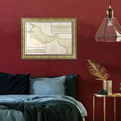 «Plan of the Persian Gulf» в интерьере спальни с акцентной стеной