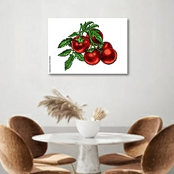 «Помидорная ветка с плодами и листьями» в интерьере кухни над кофейным столиком