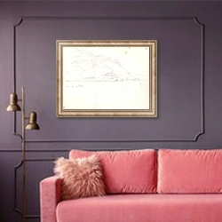 «Kysten av Mull» в интерьере гостиной с розовым диваном