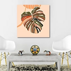 «Тропическая линия 51» в интерьере гостиной в этническом стиле над столом