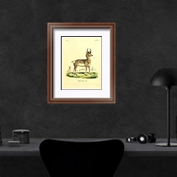 «Вилорогая антилопа» в интерьере кабинета в черных цветах над столом