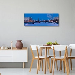 «Лужков мост. Панорама» в интерьере современной светлой кухни-столовой