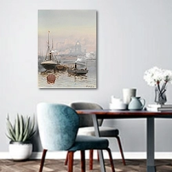 «Вид На Казанский Собор С Невы» в интерьере современной кухни над обеденным столом