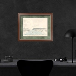 «Victoria Headland, Mouth of the Thlew-ee-cho-de-zeth» в интерьере кабинета в черных цветах над столом