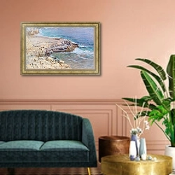 «Felsige Küstenpartie» в интерьере классической гостиной над диваном