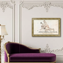 «Две Девушки борются друг с другом» в интерьере в классическом стиле над банкеткой