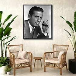 «Bogart, Humphrey» в интерьере комнаты в стиле ретро с плетеными креслами