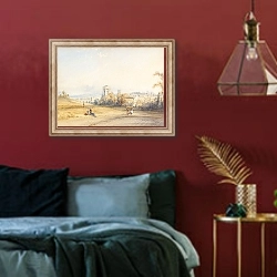 «Montpellier, South of France» в интерьере спальни с акцентной стеной