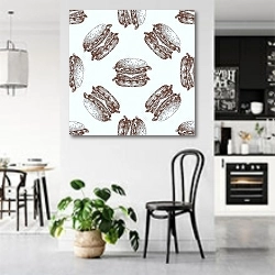 «Гамбургеры, эскиз» в интерьере современной светлой кухни