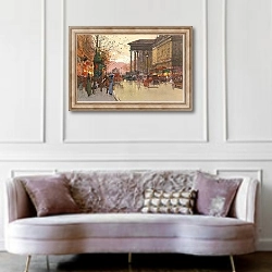 «Paris, The Boulevard de la Madeleine in the evening» в интерьере гостиной в классическом стиле над диваном