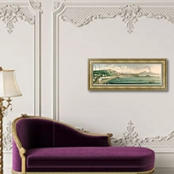 «View of Naples from the west, 1730» в интерьере в классическом стиле над банкеткой
