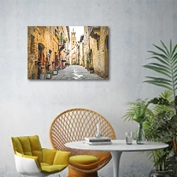 «Италия. Тоскана. Пьенца » в интерьере современной гостиной с желтым креслом
