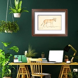 «Greyhound Dhole» в интерьере кабинета с зелеными стенами
