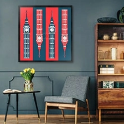 «Лондон 11» в интерьере гостиной в стиле ретро в серых тонах