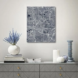 «Сан-Франциско: Город контрастов и холмов» в интерьере современной гостиной с голубыми деталями